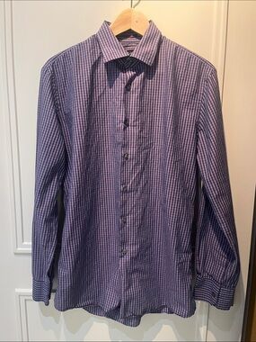 Paul Smith London Men's Blue & Purple Gingham Dress Shirt - Slim Fit Sz 15.5/39